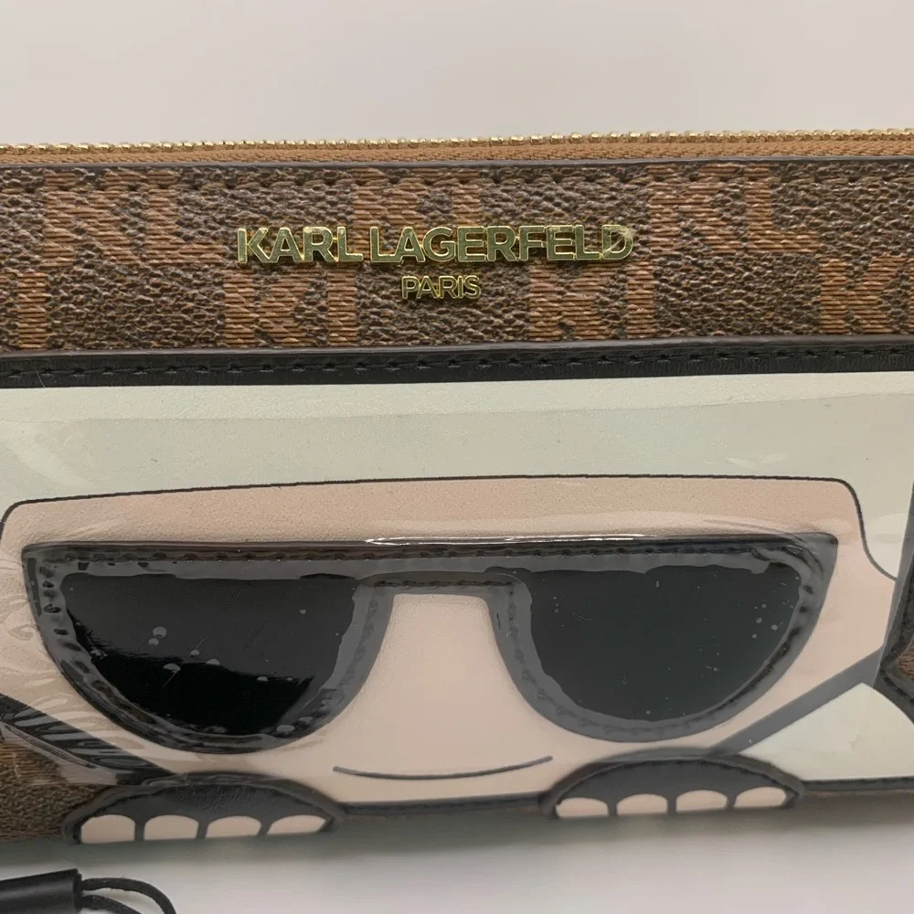 Karl Lagerfeld Paris Maybelle SLG Zip Brown Wallet - Picture 3 of 17